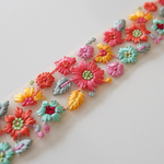【1m】チュール刺繍リボン   【ピンク】