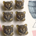 【2匹セット】JIRI＊IVANA#czech beads#チェコビーズcat17㎜考える猫🐈 amber/bronze