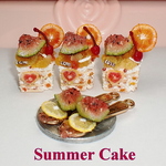 スイカオレンジチェリーの夏のケーキ♪　フェイクスイーツ　樹脂粘土　ケーキ　フルーツ　イヤリング　ネックレス　ピアス　バッグチャーム　ケーキ　ミニチュア　ドール