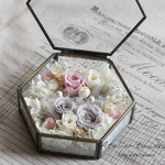 ☆薔薇と紫陽花のリングピロー☆ プリザーブドフラワー　ホワイト＆グレーピンク