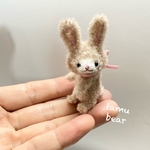 ミニチュア モールアート うさぎ ピンクベージュ モールベア テディベア オビツ11 ** Tamu bear