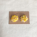 【NEW】イエロー系紫陽花ビーズ刺繍2wayイヤリング/ノンホールピアス/ピアス　⁂お花　⁂紫陽花　⁂しずく　⁂雨粒　⁂アジサイ