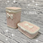 【お買い得2点セット】ダストボックス&トイレクリーナーケース　見せるインテリア　ピンク系