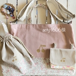 acty-1606様☆リバティプリント フェリシテあずきミルク×くすみピンク×さくらんぼワッペンレッスンバッグ他オーダーページ