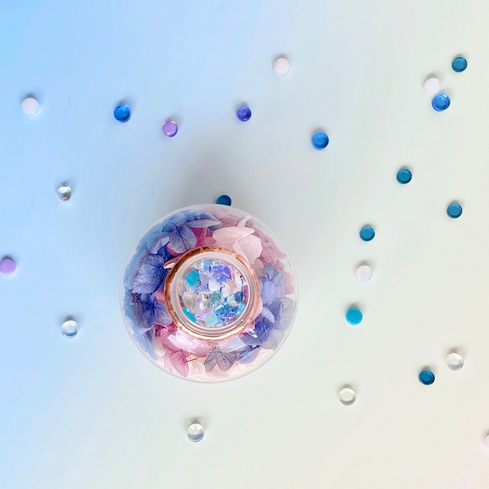 万華鏡『雨上がりの紫陽花』プリザーブドフラワー 枯れないお花 グラス