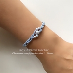 《新作》Feminine〜SWAROVパール〈イラデサントドリーミーブルー〉ミサンガブレスレット 