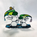 【chibitetsu様】オーダー商品　　　　　　　　　　　　　　　　ステンドグラス　ウサギさんシリーズ【明日天気になぁ〜れ】No.005