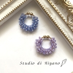 【イヤーカフ】　ビーズ　イヤリング　にもなる　紫陽花　カラー