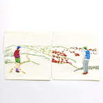 鈴鹿山脈 竜ヶ岳の春と秋 刺繍コースター