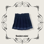 【リカちゃん服】【送料無料】黒地白ライン　プリーツスカート（ミニ膝上ver）