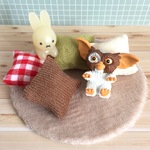 ミニチュア 円形ラグマットとクッションのセット【ベージュ】
