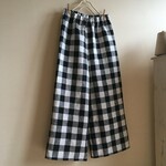 ベルギーLibeco社白黒チェックリネンで作ったワイドパンツ