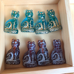 【2色各1コずつ販売】JIRI＊IVANA#czech beads#チェコビーズ　egyptian cat24✖️14㎜ marine blue ＊garnet