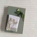 ⑤淡いグリーンのメモ帳カバー ミナペルホネン ハンドメイド