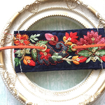 インド刺繍 リボン ポニーフック ラップリボン リボンラップ 紺色×赤