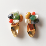 ns+twist gold plate＊【Chrysoprase / Whitejade / Sodalite / Coral / Sunstone / Labradorite / Moorekite