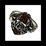 再販【Rose×Skull_redstone RING】薔薇 スカル 赤 ストーン シルバー 量産型 パンク ロック メンズ ユニセックス  ゴシック 病みかわいい   アンティーク リング 