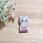 ネコの刺繍ブローチ  〜ポップコーン〜