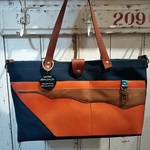 革帆布の横長大きいかばん♡