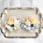 お花のドレス　ピアス　イヤリング　昭和レトロ　レトロ　レトロポップ　アンティーク　パステルカラー　お花アクセサリー