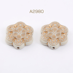 A2980  30個  アクリルビーズ フラワー 29×31mm アンティークゴールド  3×（10ヶ）