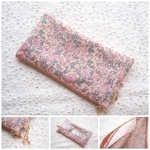 ★LIBERTY　フェリシテ　ライラック　ボンポワン起用生地　ビニコのクリアポケット付きぺたんこポーチ　◆輸入リバティZOZO MOOi *Metallic　