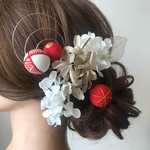 New! 玉かんざし と あじさい ドライフラワー 水引き