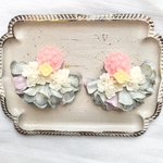 お花のドレス　ピアス　イヤリング　昭和レトロ　レトロ　レトロポップ　アンティーク　パステルカラー　お花アクセサリー
