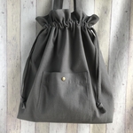 キュッと！巾着トートバッグ＊グレー