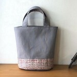 リバティ☆スリーピングローズ・ピンクと１１号帆布のトートバッグ