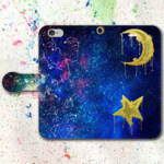 iPhone Android 手帳型スマホケース 12星座 宇宙 星 月 ゴールド ブルーver.【送料無料】