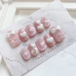 量産型♡くすみピンク　リボンハートネイルチップ