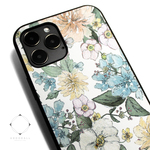 【iPhone16/16pro/15/14/13/13mini/12/12pro/11/SE3~】レザーケースカバー（花柄×ブラック）パステルフラワー　ボタニカル 　アイフォンケース　耐衝撃
