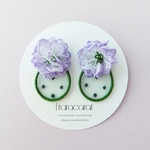 purple flower×green organdy ピアス/イヤリング