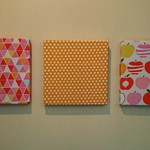 ビタミンカラー3枚セット USAコットン りんご・ドット・モザイク柄のファブリックパネル