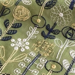 刺繍生地 人気　花柄　グリーン
