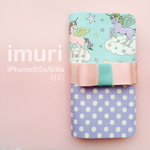 iPhone5/5s/6/6s☆ゆめかわユニコーン　バイカラー　ブルー　