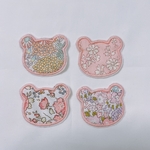 リバティ　くま　ワッペン　ピンク