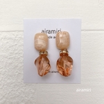 ✴︎送料無料　beige × amber-drop  pierce/earring 【アレルギー対応】