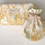 2点セット♡お買い得品♡ファスナーポーチ♡まんまる巾着ポーチ♡【イエロー ミモザ】