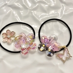 麻の葉模様と蝶の羽模様のヘアゴム　2本セット