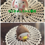 うさぎちゃん♡桃色のベレー帽と桃・にぎにぎ動物♡すずめちゃん