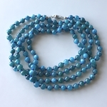 青いネックレス No.５［濃いブルー］ ／約110cm, ブルーアパタイト, 天然石