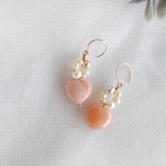 ❇︎ピンクオパール❇︎ コロンとハートの優しいピアス