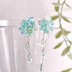 雨に艶めく紫陽花ピアス・イヤリング　ブルーミックス