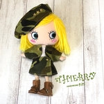 ☆THIERRY☆イーマリーちゃん着せ替えお洋服 迷彩柄ベレー帽　ボレロ　ラップスカート