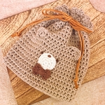 くま巾着 beige