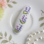 ご予約品　ラベンダー刺繍パッチンピン