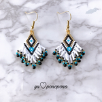 black×turquoise fringe pierce earring