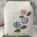 fukuwarai33 様オーダー『雨粒と紫陽花』刺繍　がま口　ショルダーバッグ